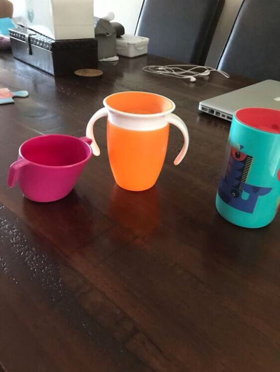 Assorted baby cups, silicon sippy cup lids