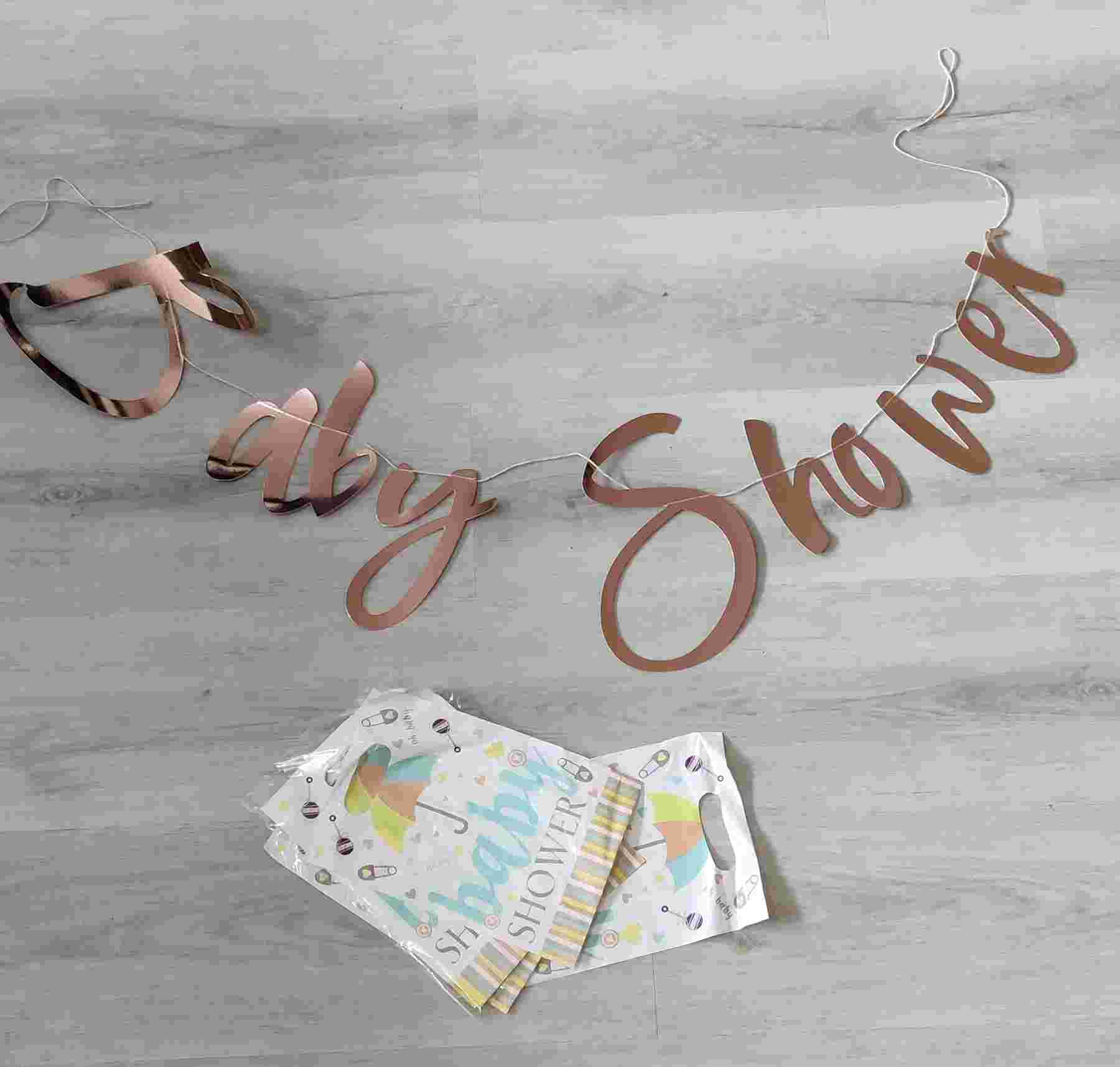 Baby shower bunting and favour bags