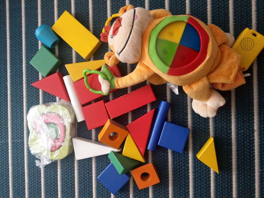 Blocks, shapes and monkey toy