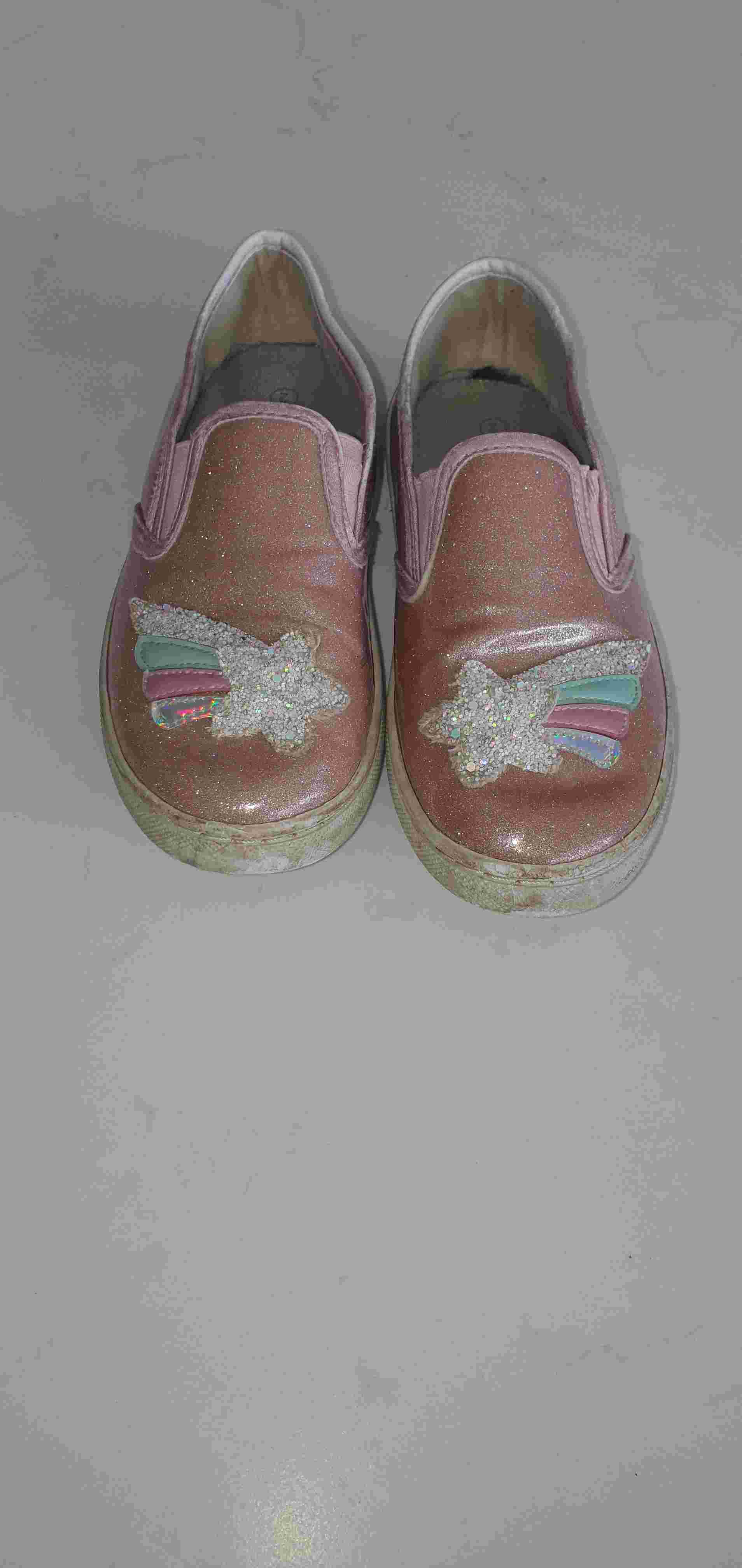 Glittery pink slip on shoes size 2