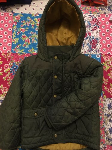 Quilted jacket, green and yellow 4-5 years